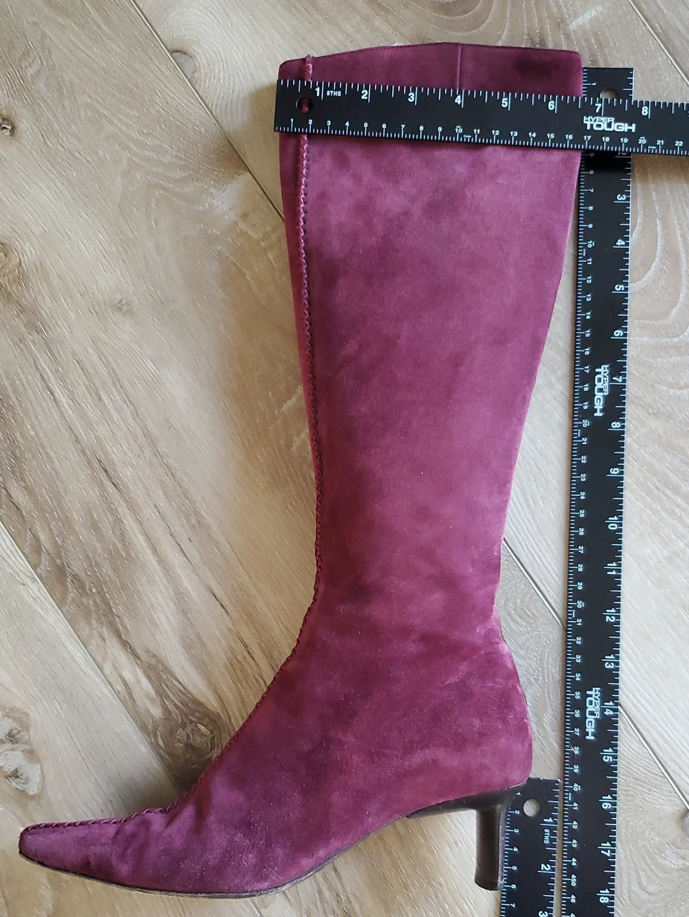 Barbara Bui Burgundy Suede Over-the-Knee Pointed Boots Snakeskin Trim